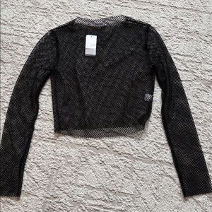 Elegant Black Mesh Crop Top